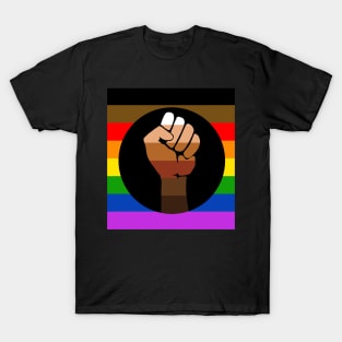 QPOC Pride Flag - Black Fist T-Shirt